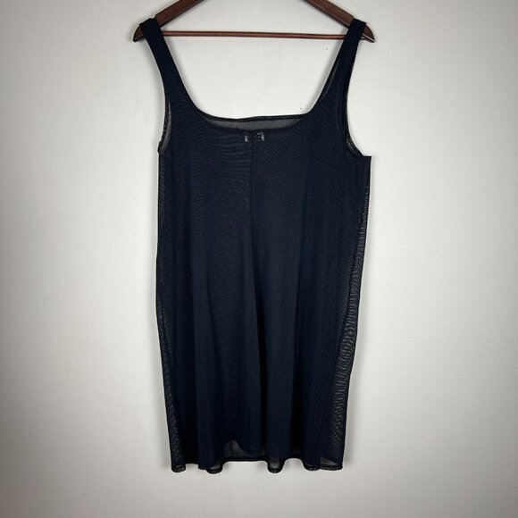 La Blanca Swim Coverup Womens Large Black Mesh Netting Sleeveless Mini Sheer L - Picture 7 of 8